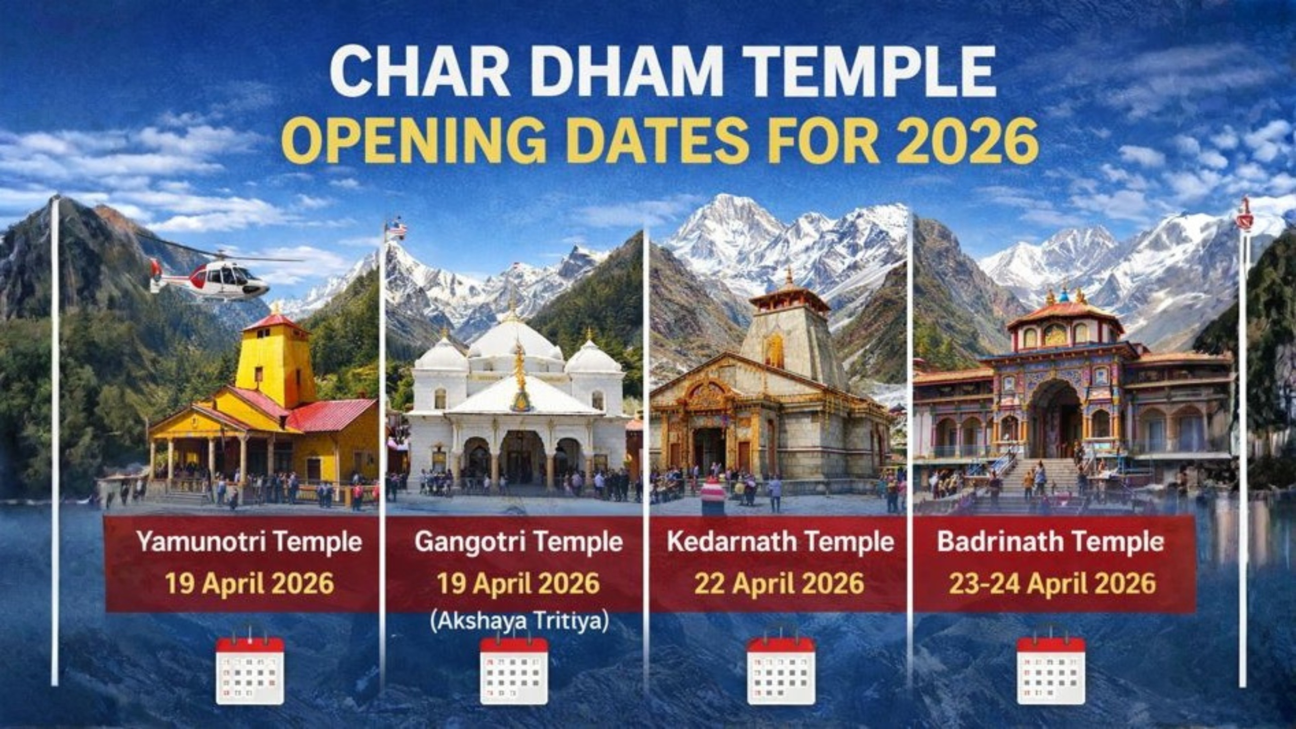 Char Dham Temple Opening Dates for 2026